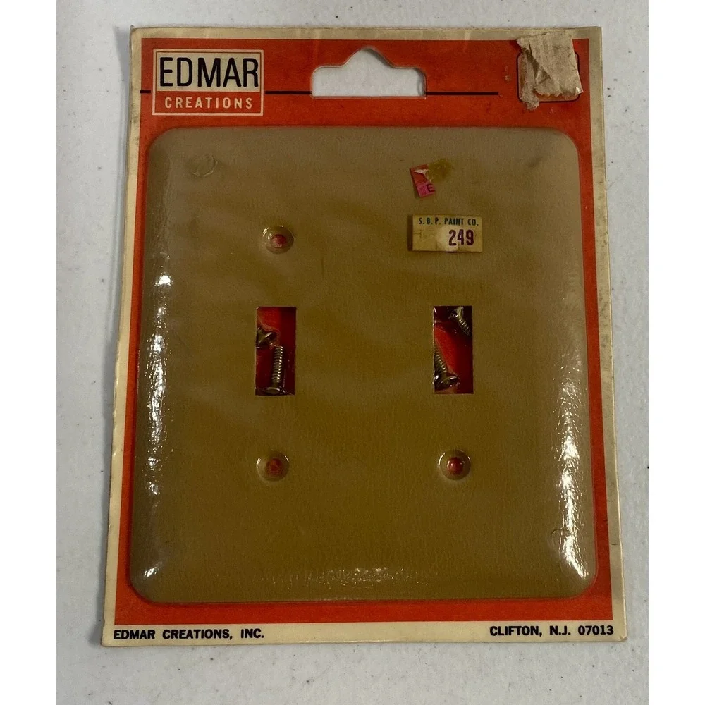 *BRAND NEW* Vintage Edmar Creations Metal Double Light switch Cover Dark Tan